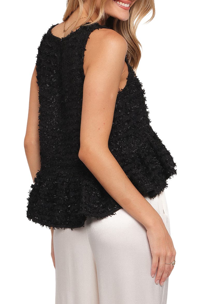 Meira High Low Hem Peplum Tank Top, Alternate, color, BLACK