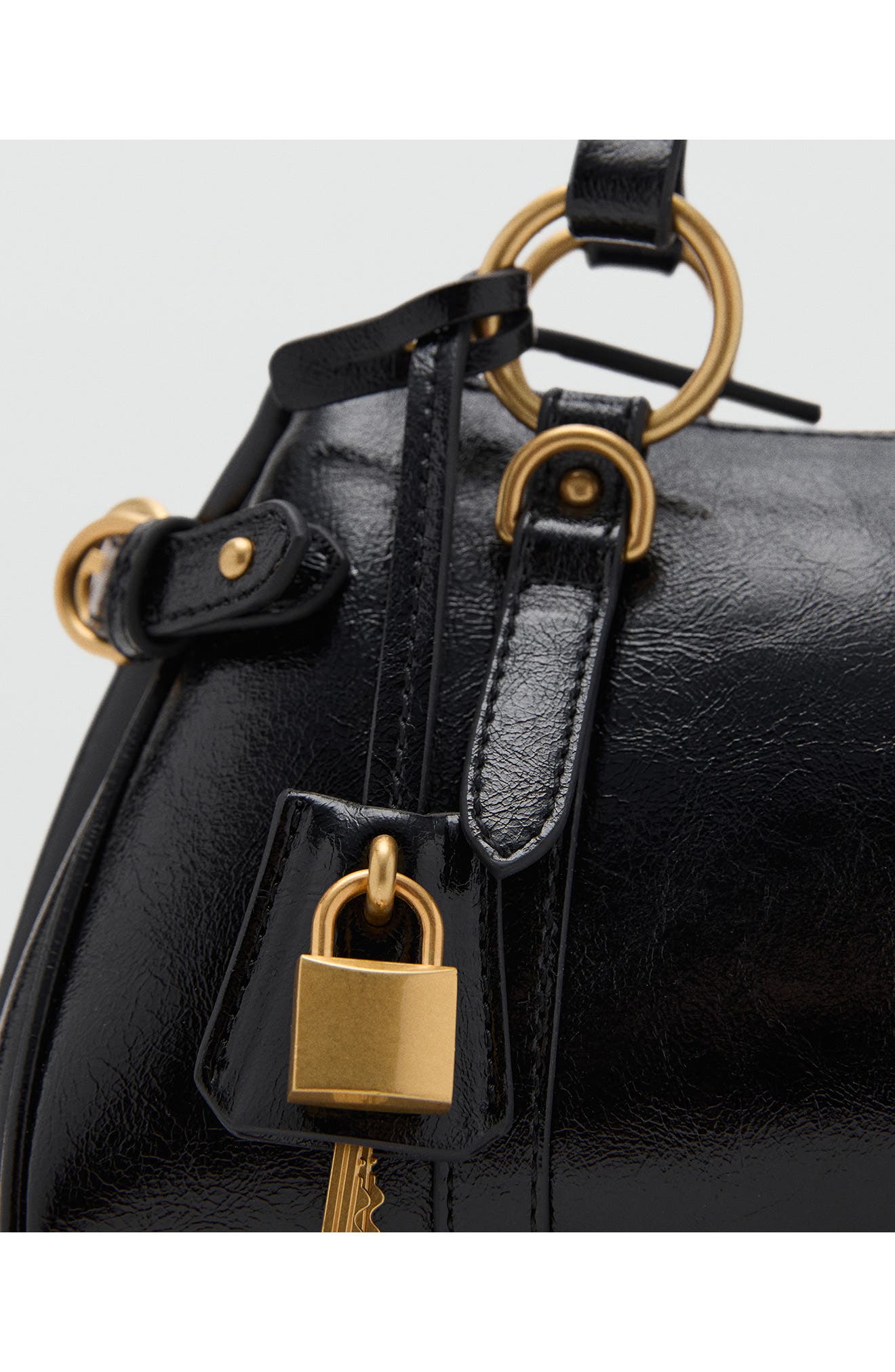 MANGO Faux Leather Bowling Shoulder Bag, Alternate, color, 