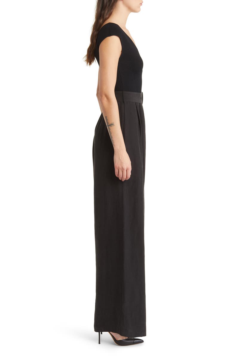 Ted Baker London Tabbia Mixed Media Wide Leg Jumpsuit, Alternate, color, 