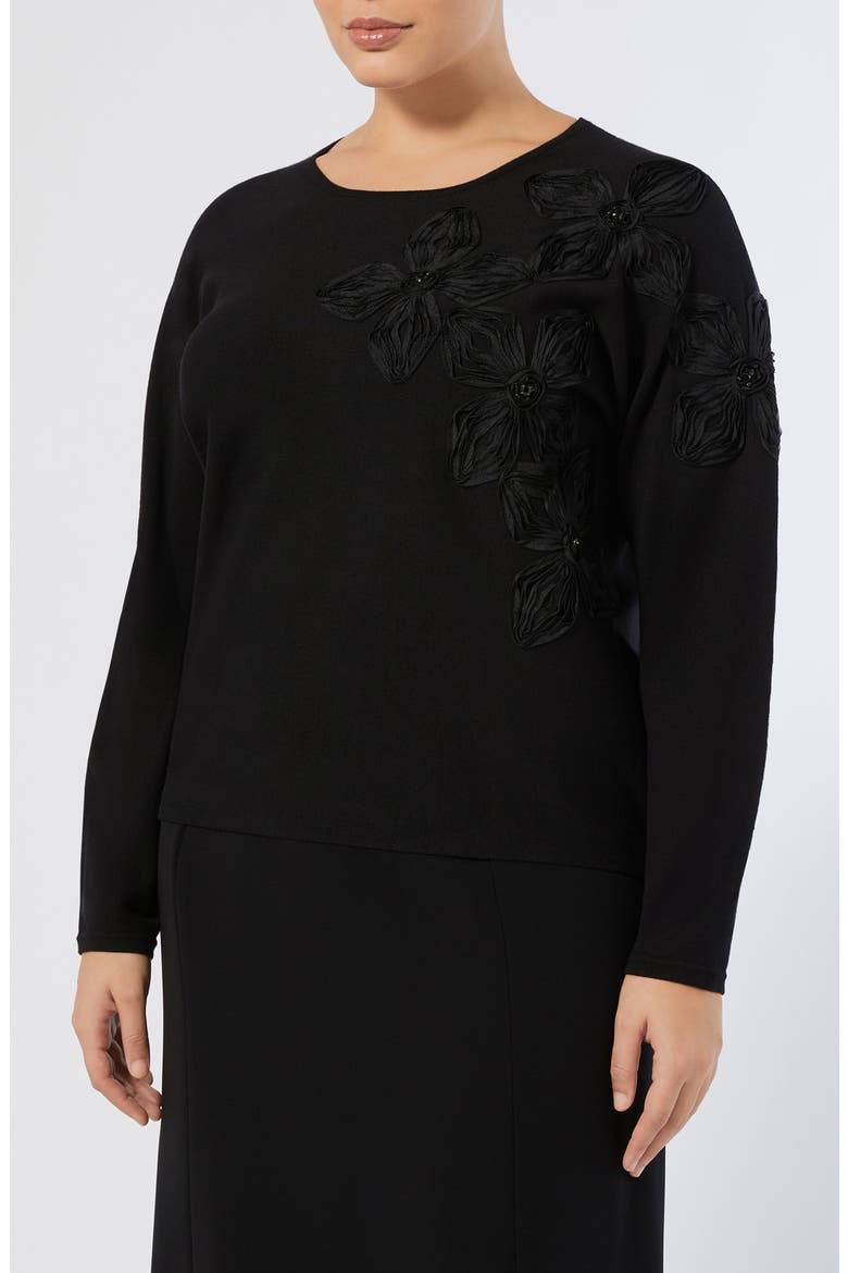 Ravello Floral Embroidered Sweater, Main, color, BLACK