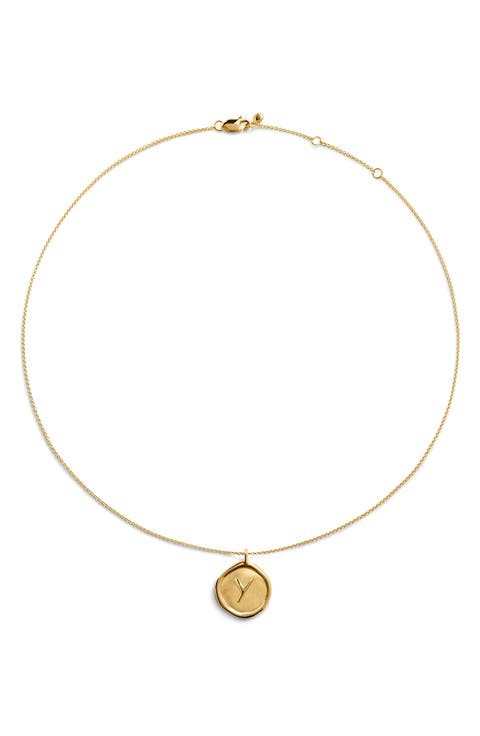 Initial Stamp Pendant Necklace