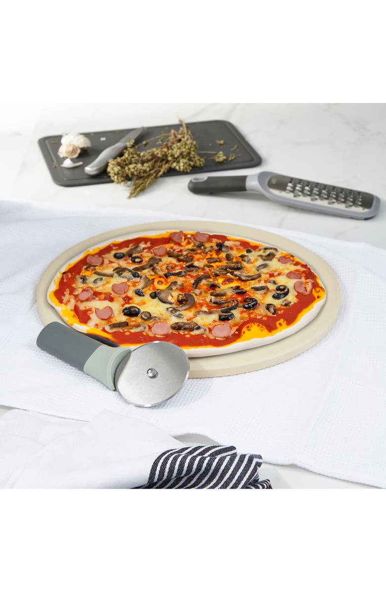 BergHOFF Leo 14-Inch Pizza Stone, Paddle Grater & Cutter Set, Alternate, color, Silver