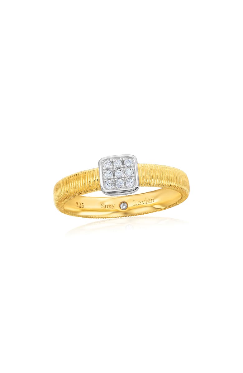 SUZY LEVIAN Golden Helix Cubic Zirconia Square Coil Ring, Main, color, Yellow