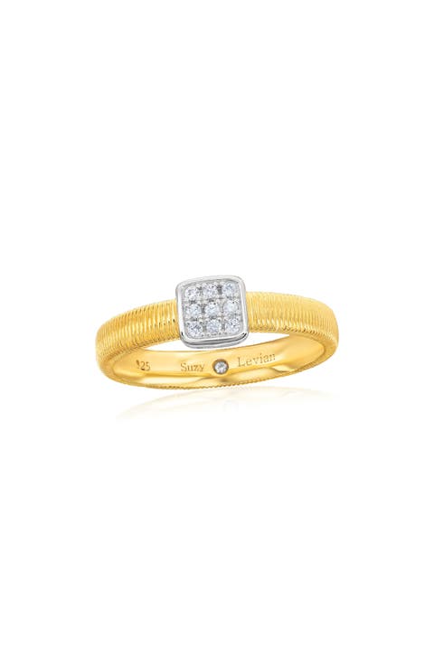 Golden Helix Cubic Zirconia Square Coil Ring