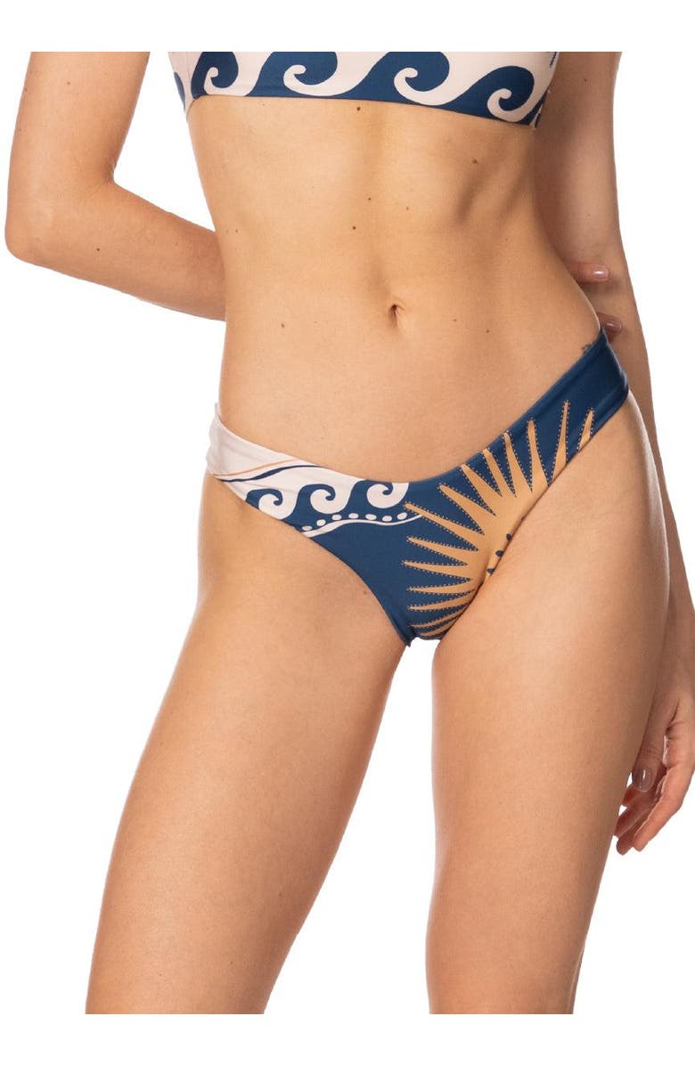 KIBYS Sacred Sun Laila Moderate High Leg Bottom, Main, color, Navy Blue Print