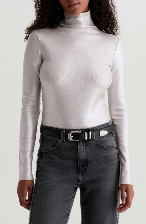 Ag Chels Metallic Rib Turtleneck Sweater In Gray