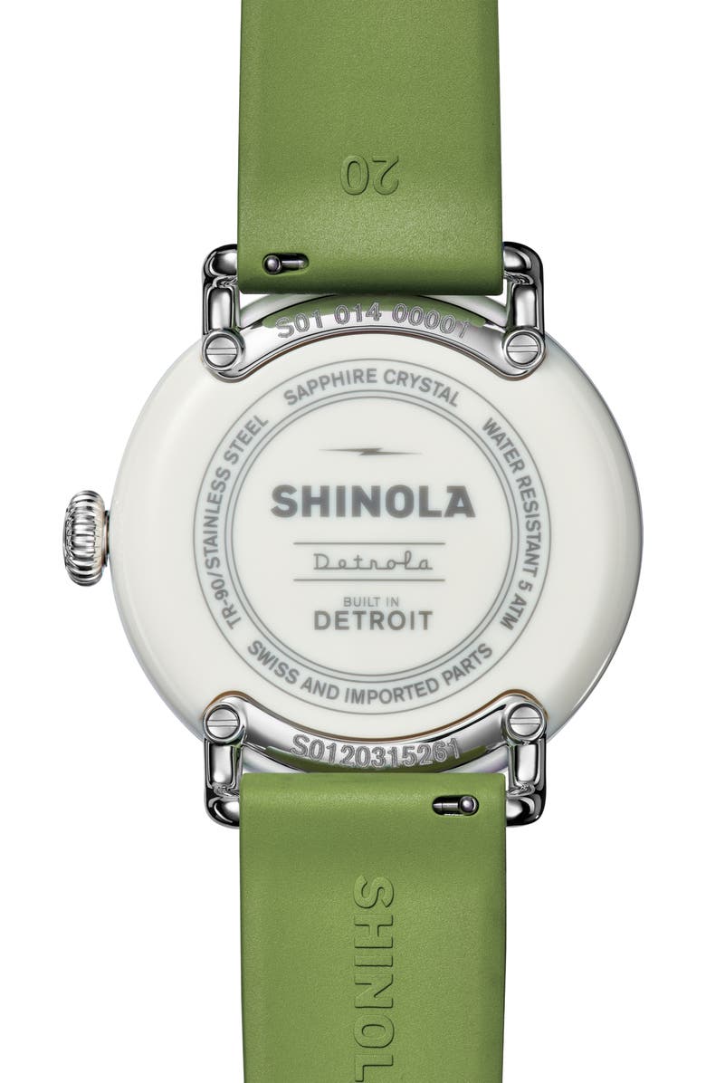 Shinola Detrola Rubber Strap Watch, 41mm, Alternate, color, Deep Olive