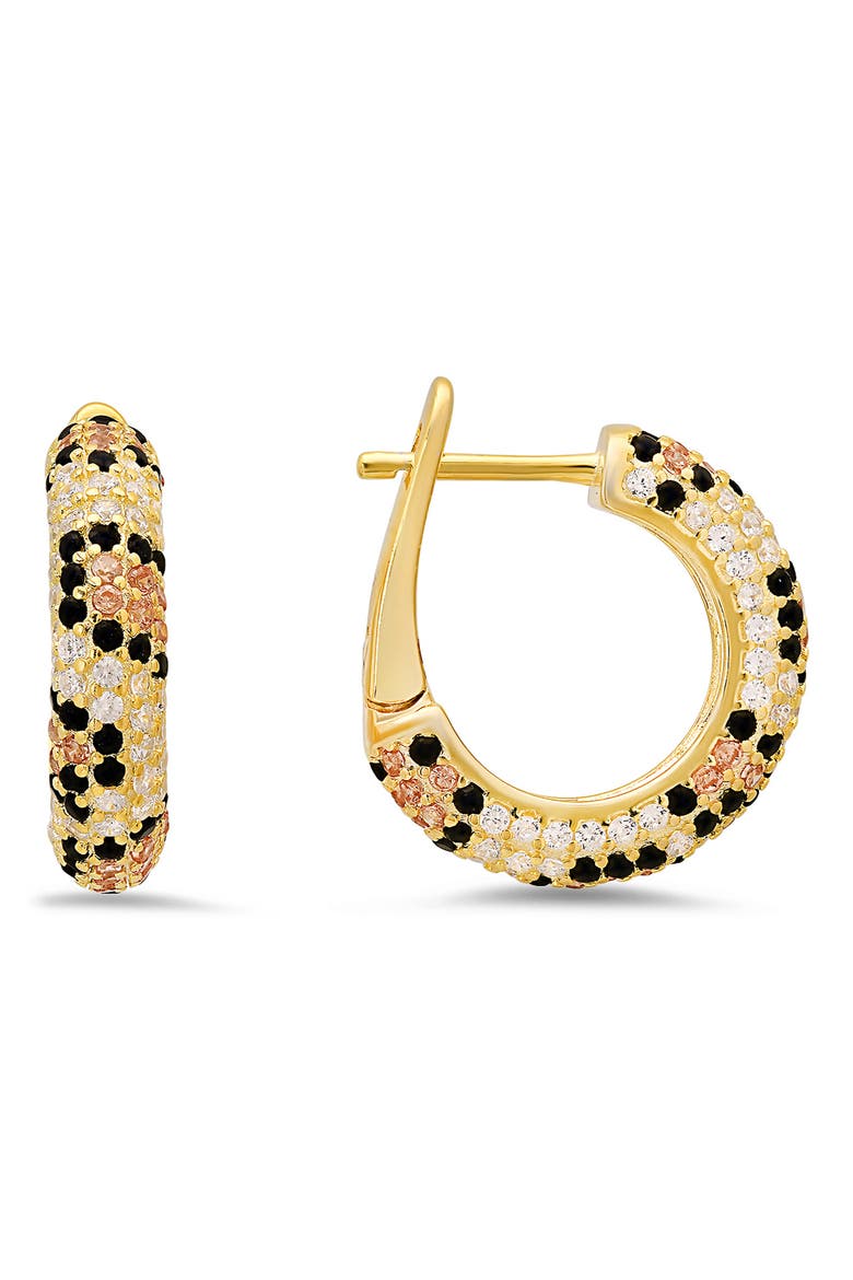 Cubic Zirconia Leopard Spot Hoop Earrings, Main, color, GOLD