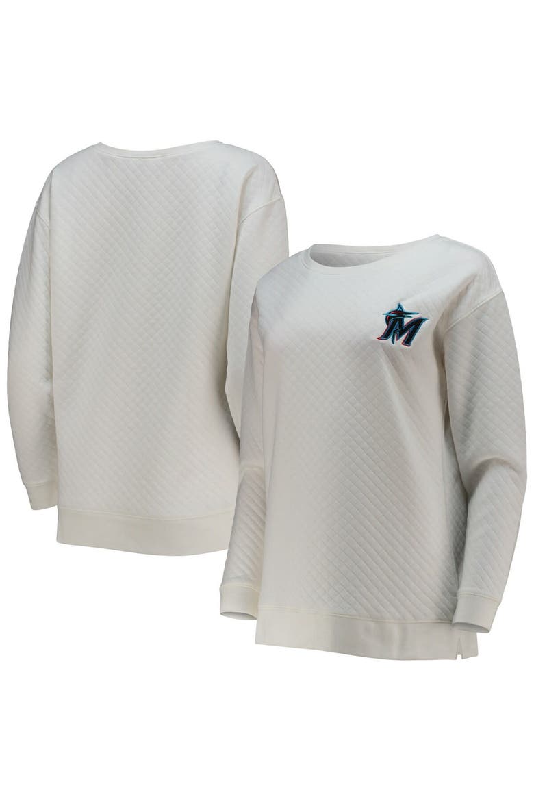 Women's Concepts Sport White/Cream Miami Marlins Quilted Pullover Sweatshirt, Alternate, color, White