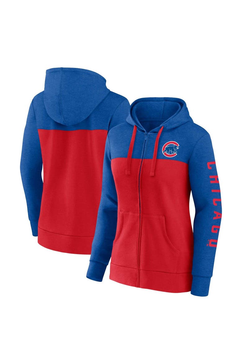 Women's Fanatics Branded Royal/Red Chicago Cubs City Ties Hoodie Full-Zip Sweatshirt, Main, color, Royal