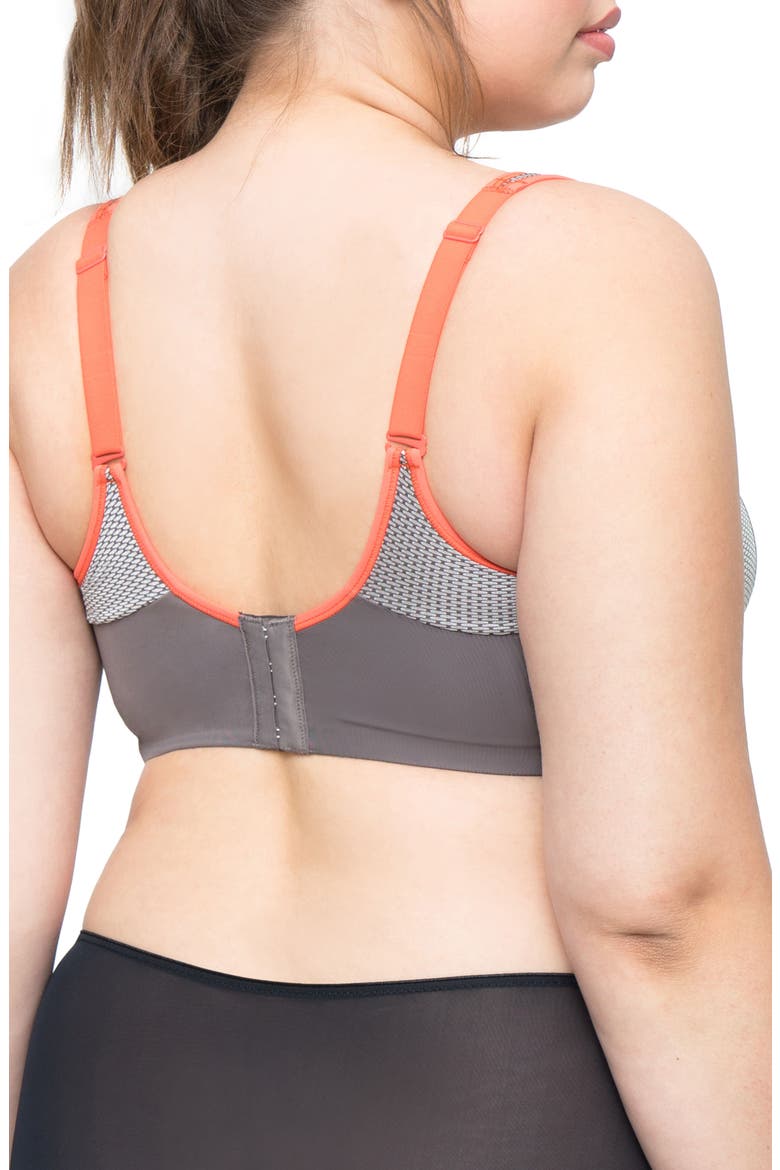 Wireless Sports Bra, Alternate, color, GREY/ TANGERINE