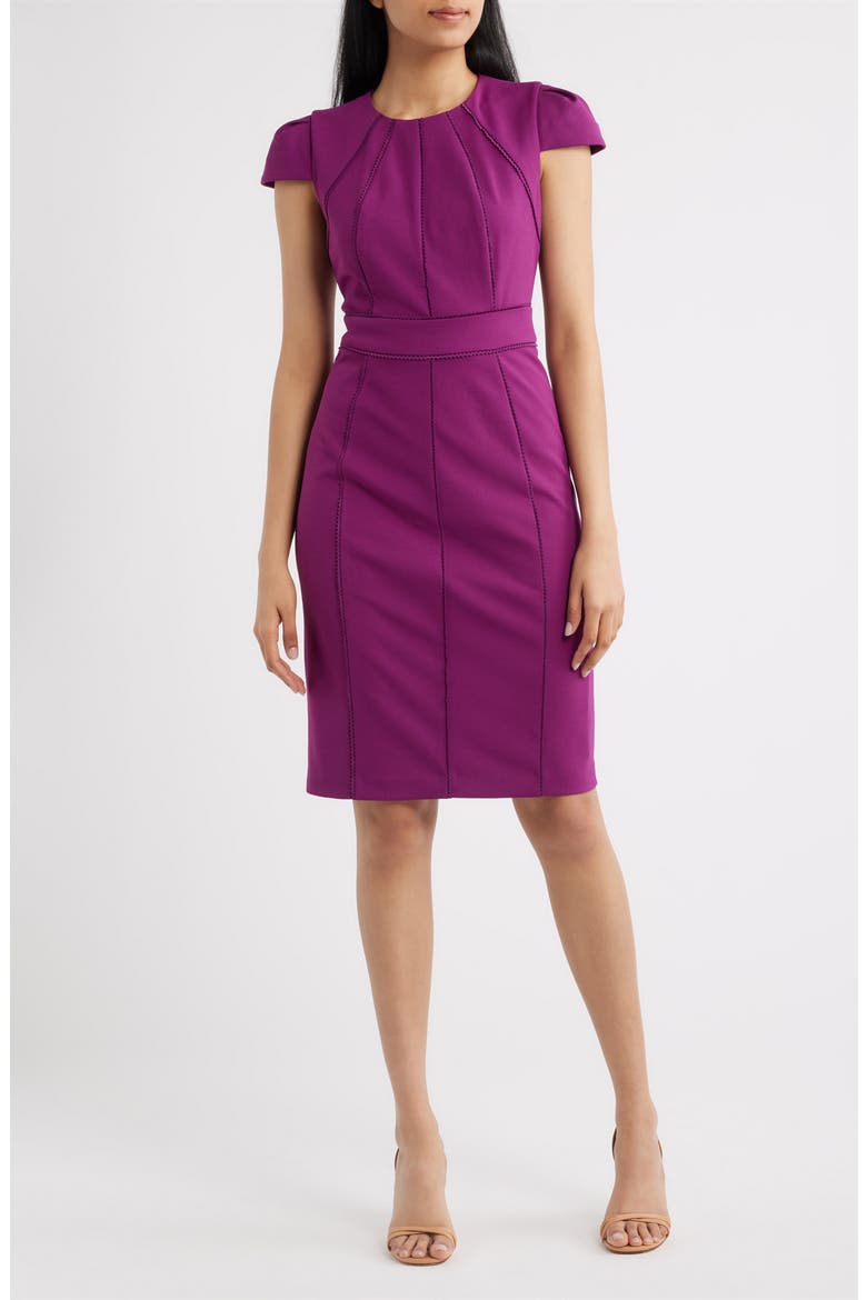 Cap Sleeve Sheath Dress, Main, color, BEET