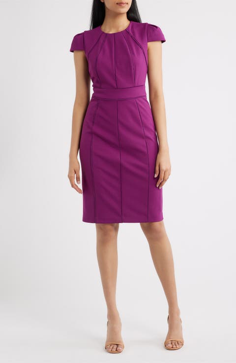 Cap Sleeve Sheath Dress (Regular & Petite)
