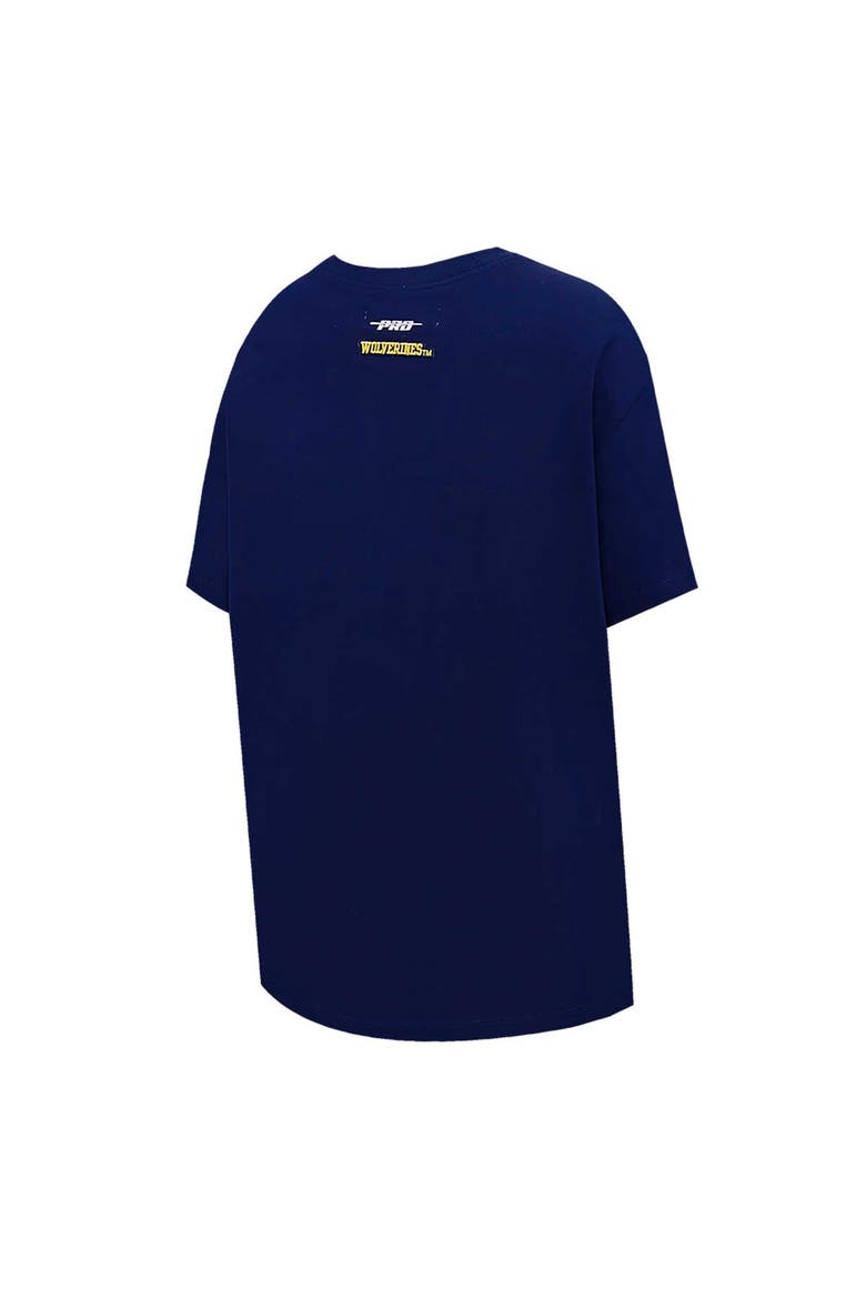 Women's Pro Standard Navy Michigan Wolverines Script Tail Oversized Boyfriend T-Shirt, Alternate, color, Navy