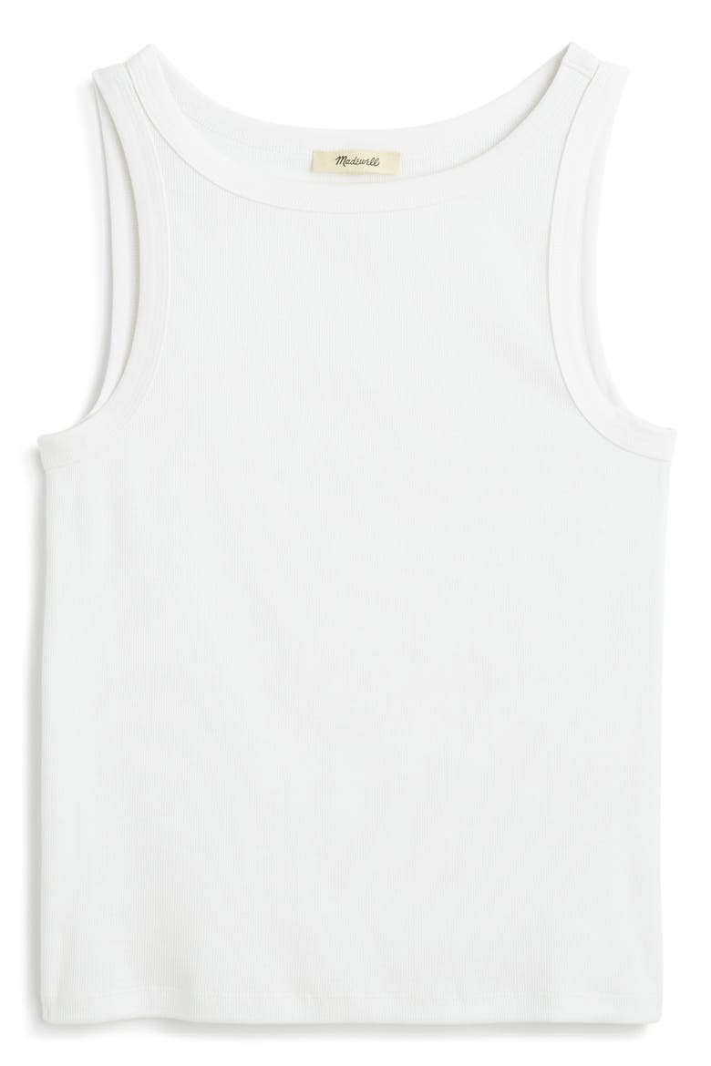 High Neck Cotton Tank, Alternate, color, WHITE