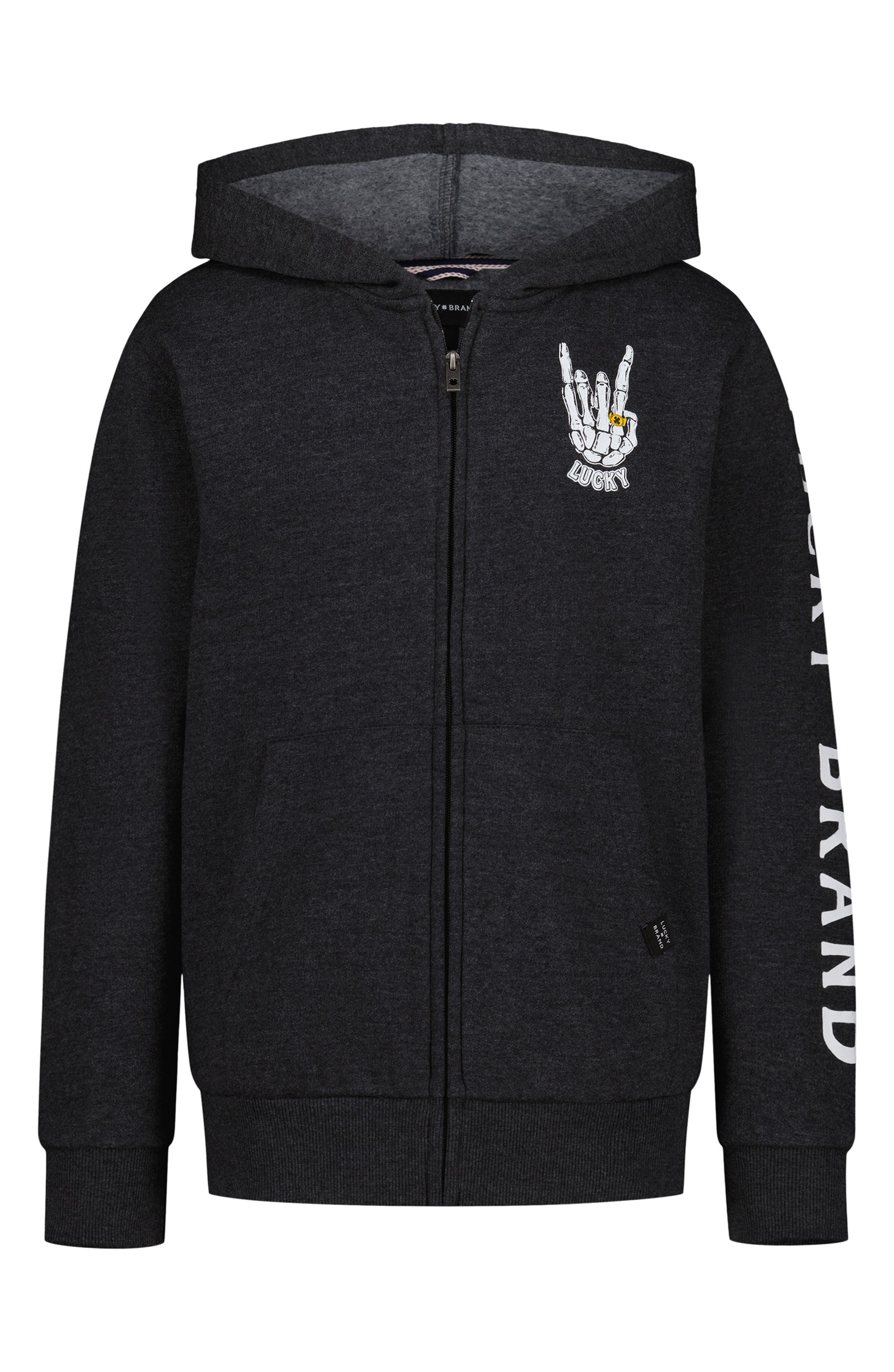 Kids' Skelly Hand Graphic Full Zip Hoodie