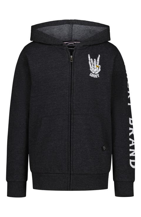 Kids' Skelly Hand Graphic Full Zip Hoodie
