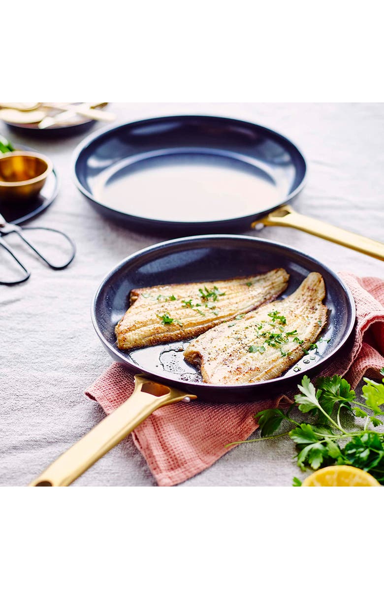 GreenPan Reserve 2-Piece Open Frypan Set, 8-Inch & 10-Inch, Black/Gold, Alternate, color, Black