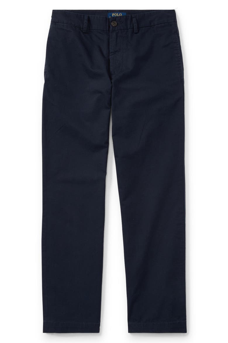 Kids' Flat Front Stretch Cotton Chinos, Main, color, AVIATOR NAVY