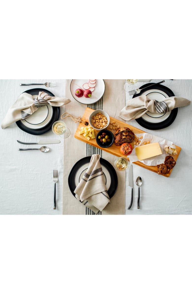 Solino Home Linen Table Runner for Dining Table, Holiday and Everyday Table Decor - Farmhouse, Alternate, color, Black And Natural