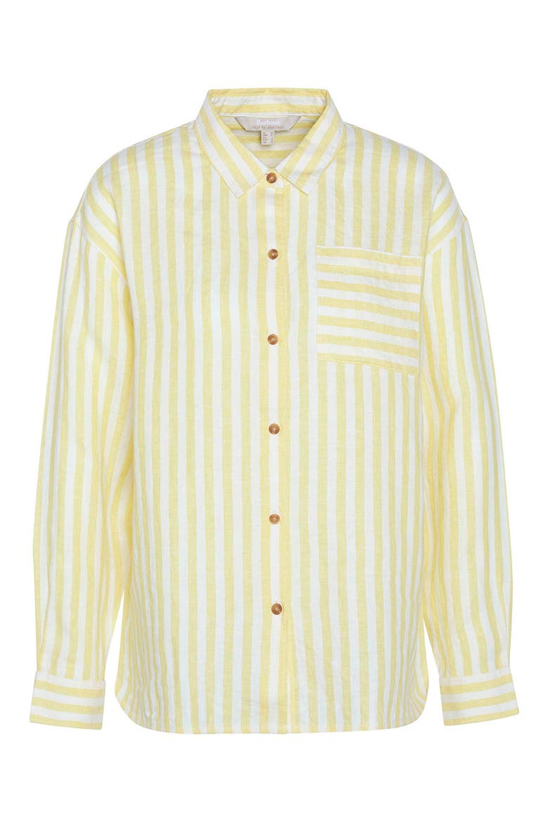 Annie Stripe Linen Button-Up Shirt, Alternate, color, SUNRAY YELLOW STRIPE
