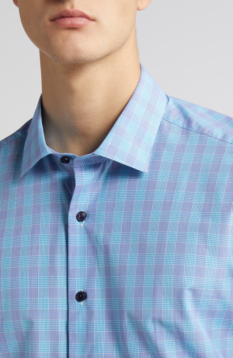 Scott Barber Microdobby Glen Plaid Button-Up Shirt, Alternate, color,