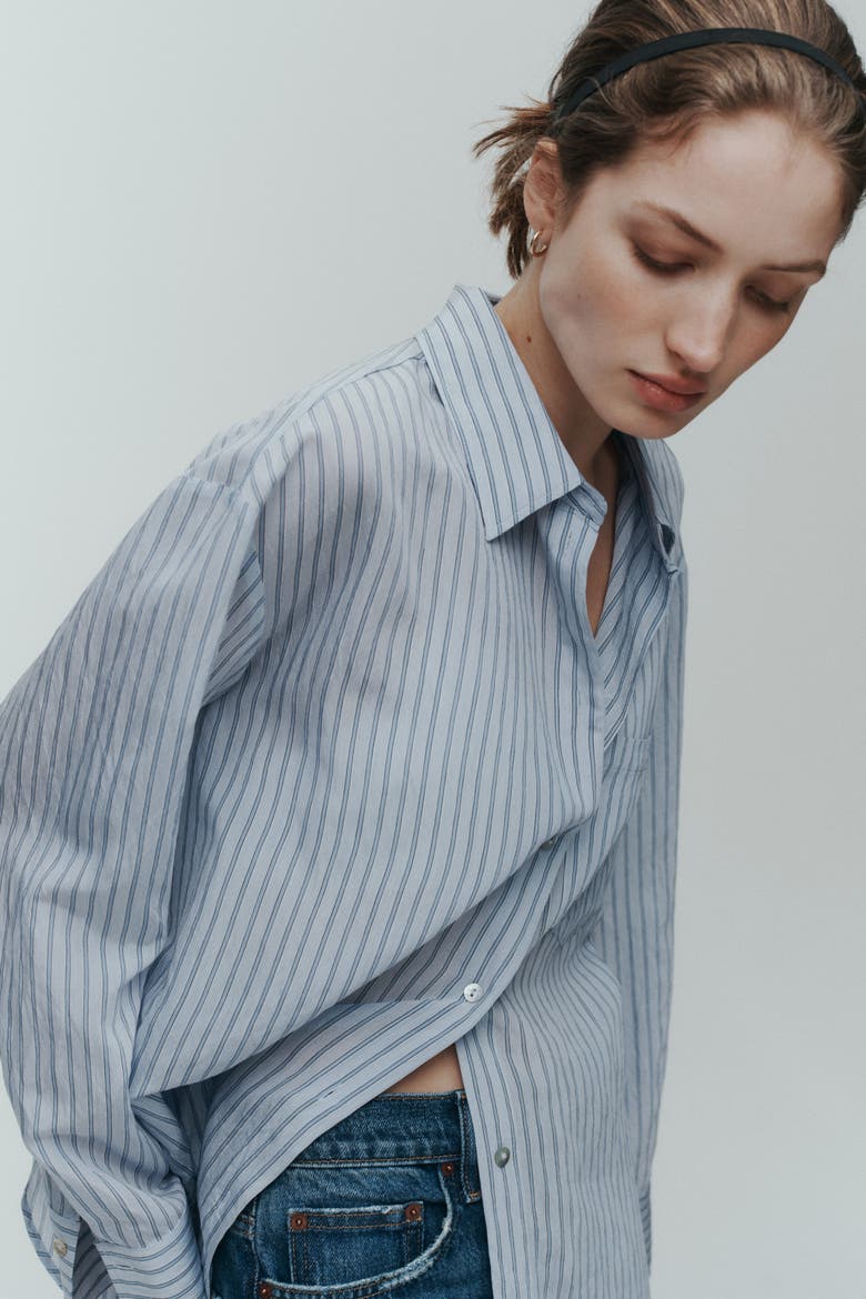 Oversized Shirt, Alternate, color, Light blue/striped