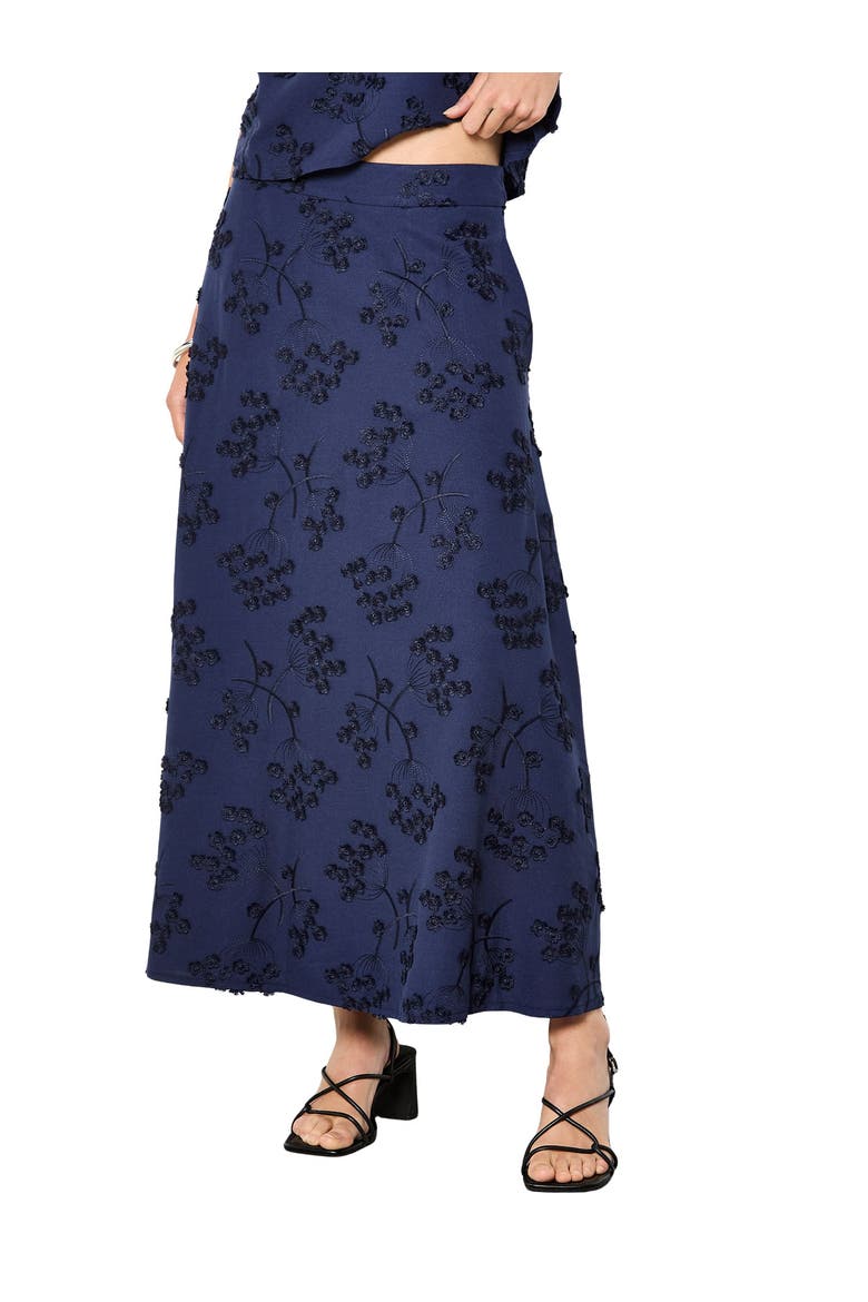 Dandellion Embroidered Skirt, Main, color, Navy