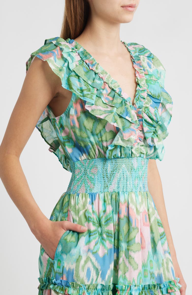 LOVE THE LABEL Azalea Tiered Maxi Sundress, Alternate, color, Symphonic Ikat Bermuda