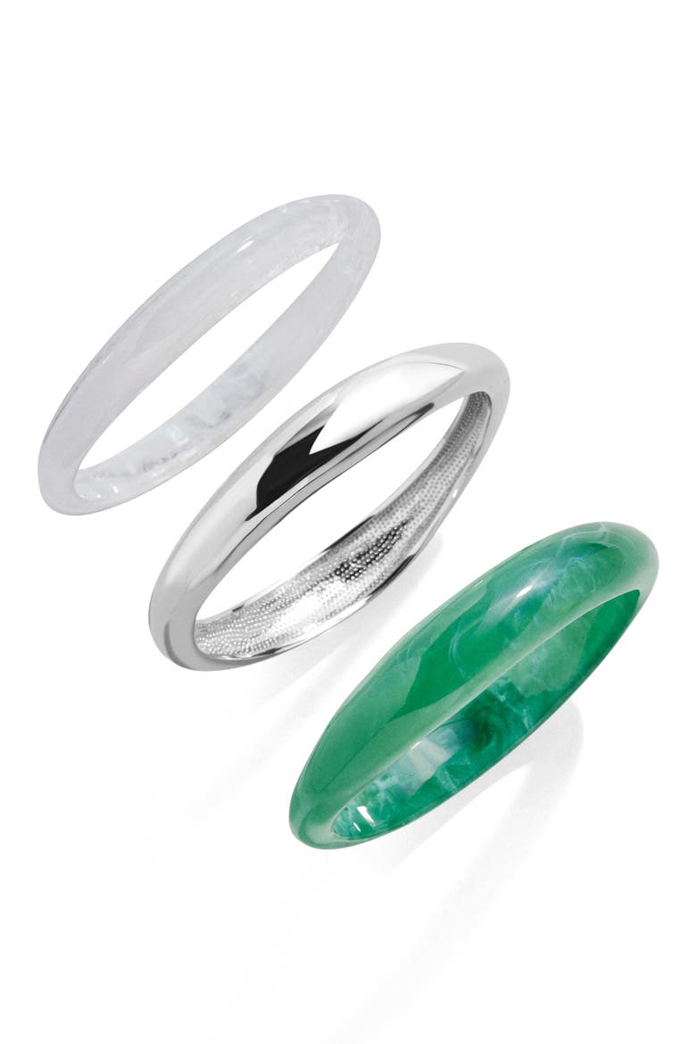 Raven Set of 3 Bangle Bracelets, Alternate, color, SILVER