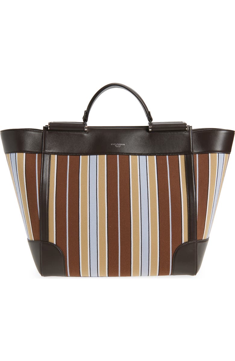 Dolce&Gabbana Sicily Stripe Jacquard Shoulder Bag, Main, color, Multicolor Marrone