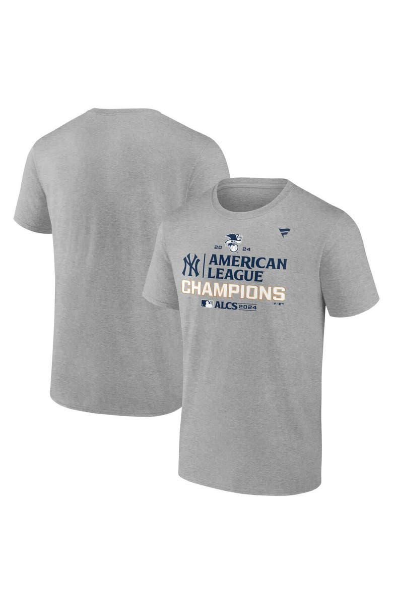 FANATICS Men's Fanatics Heather Gray New York Yankees 2024 American League Champions Locker Room Big & Tall T-Shirt, Main, color, 