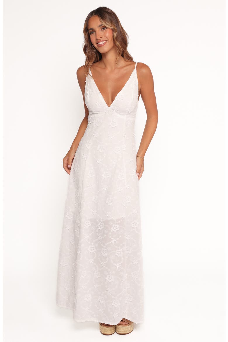 Ford Floral Embroidered A-Line Maxi Dress, Alternate, color, WHITE