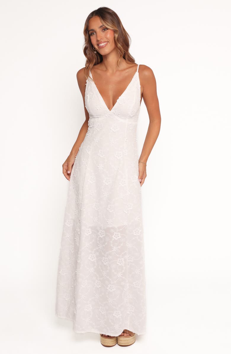 Petal & Pup Ford Floral Embroidered A-Line Maxi Dress, Alternate, color, White