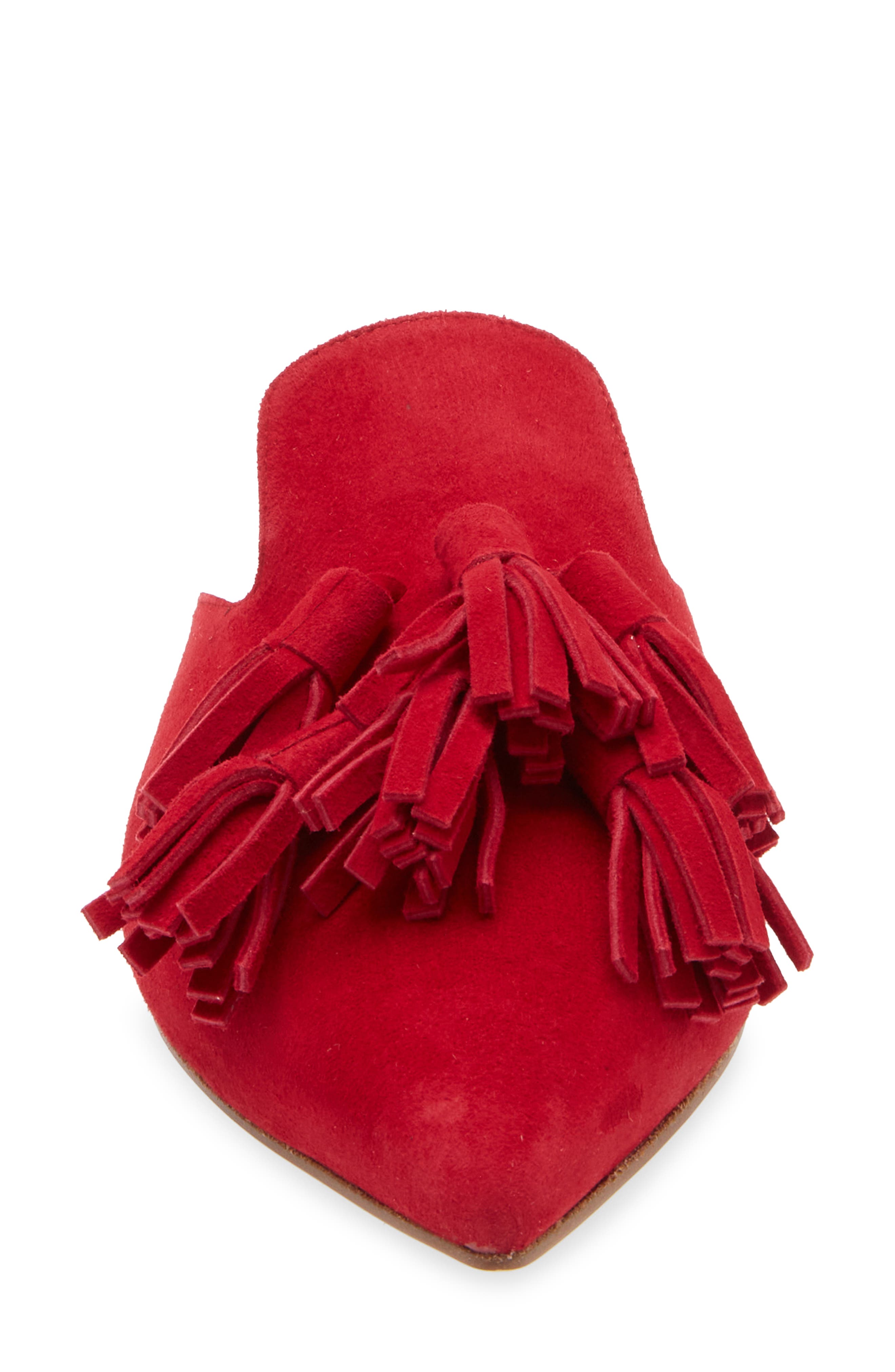 Mirella Pointy Toe Tassel Mule, Alternate, color, RED
