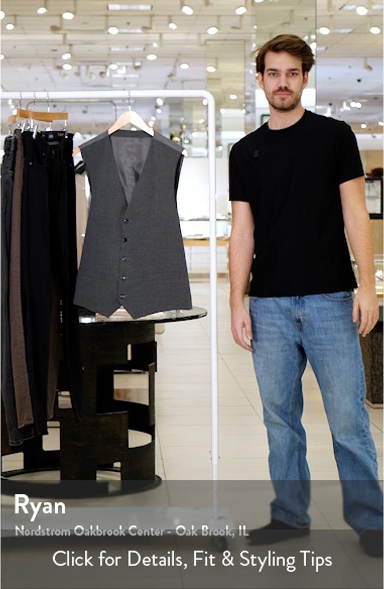 Slim Fit Heathered Grey Stretch Vest, sales video thumbnail