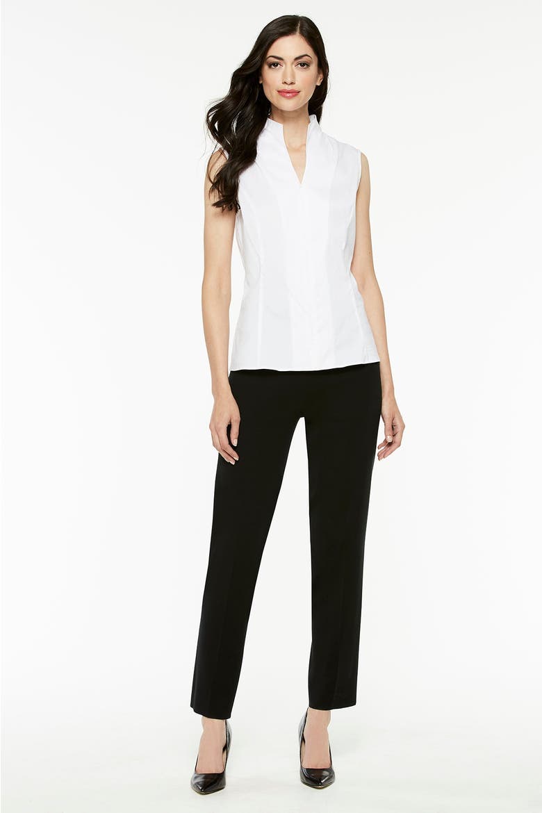 Sleeveless Woven Shell, Alternate, color, WHITE