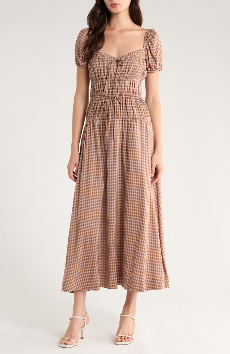 Reformation Rhett Cotton Blend Gingham, Main, color, Audrie Check