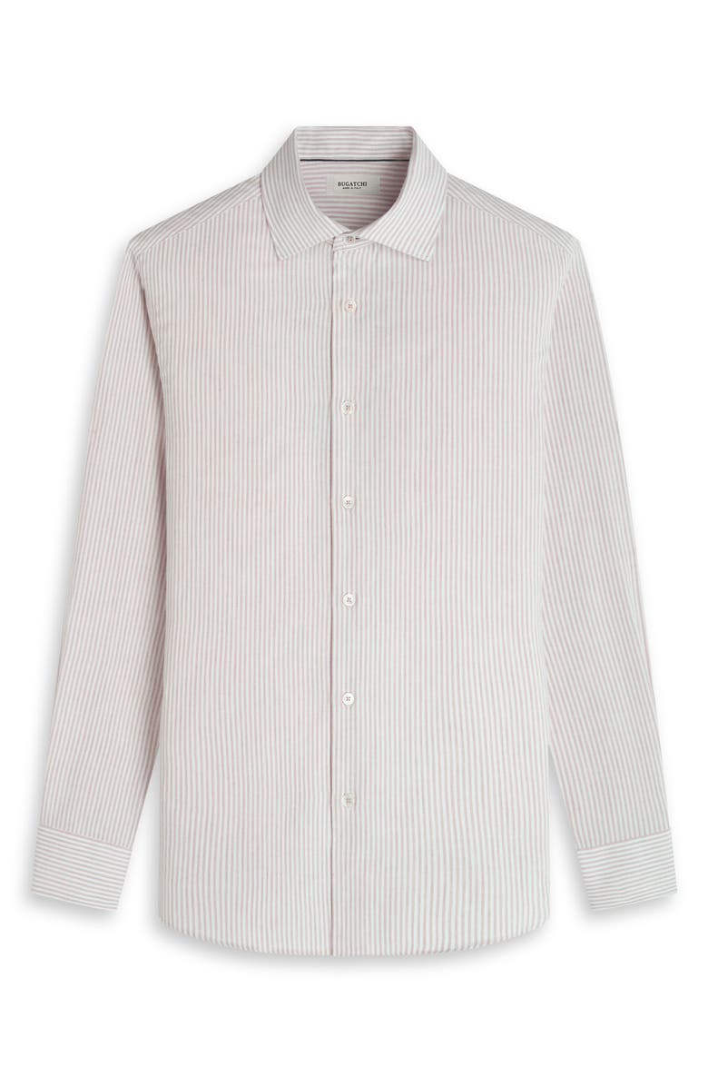 Bugatchi Axel Trim Fit Stripe Cotton Button-Up Shirt, Alternate, color, Sand