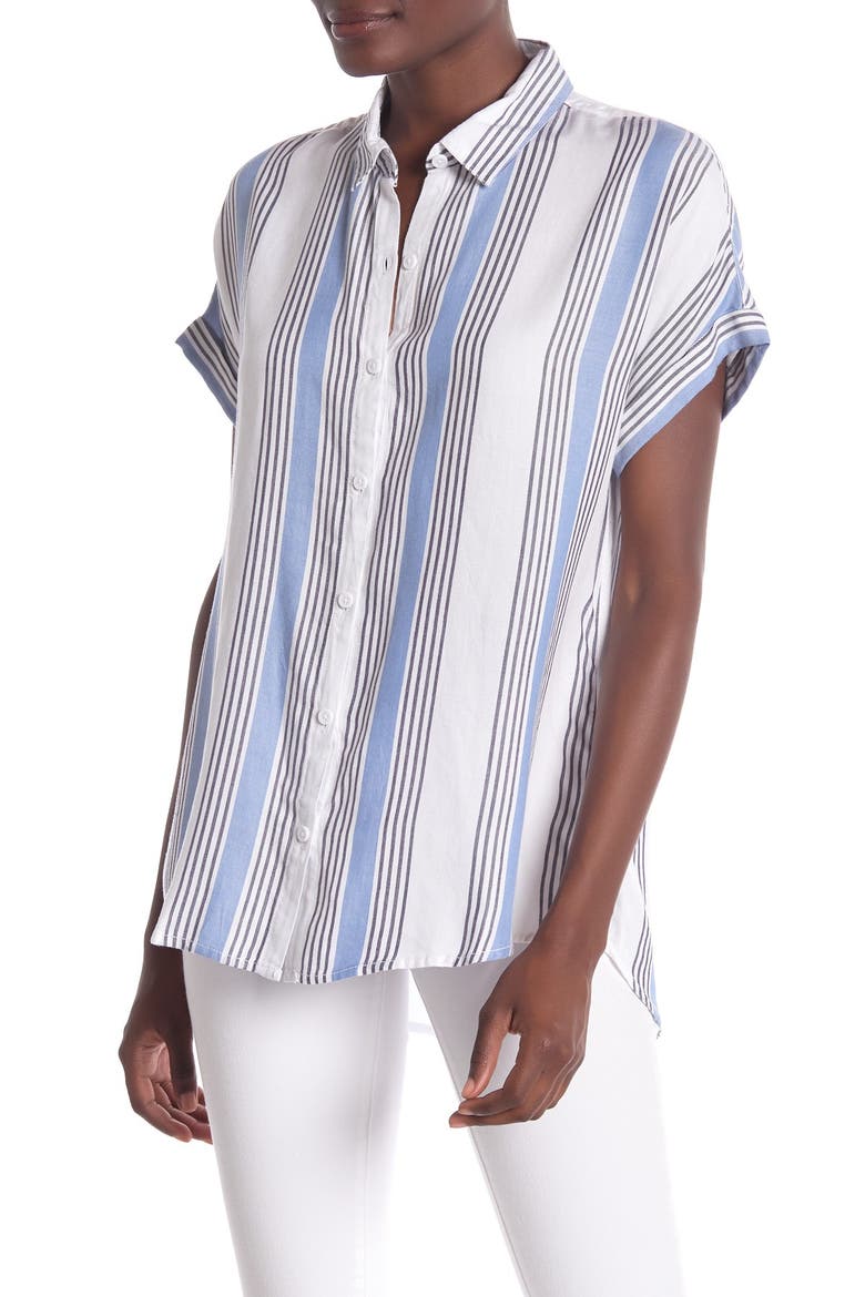 Spencer Striped Short Sleeve Camp Shirt, Main, color, SOFT BLUE
