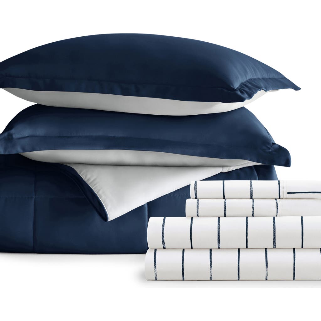 Homespun 7-piece Assorted Reversible Comforter Set In Navy