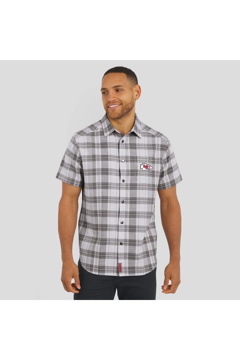 Men's Darius Rucker Collection by Fanatics Gray Kansas City Chiefs Team Plaid Short Sleeve Full-Snap Shirt, Alternate, color, Gray