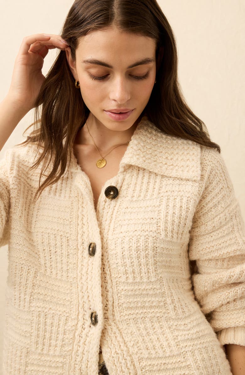 Faherty Heirloom Organic Cotton Blend Cardigan, Alternate, color, Cream