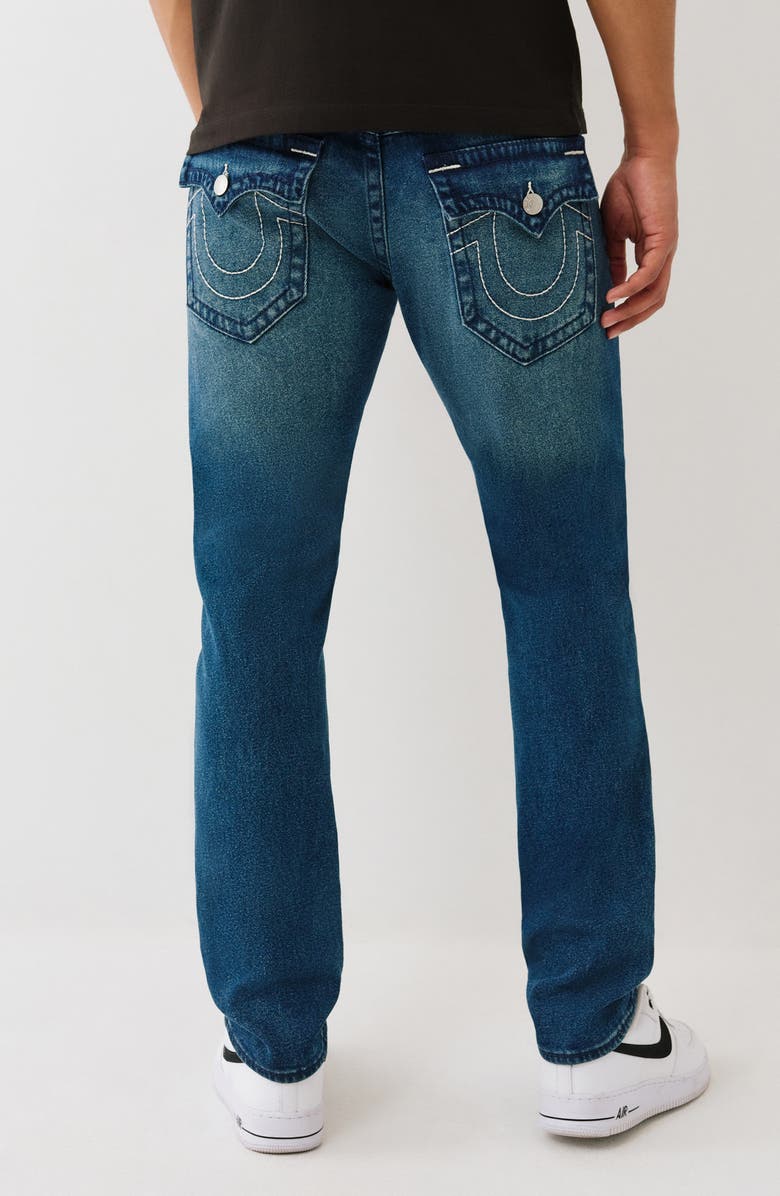 True Religion Geno Big T Flap Pocket Slim Jeans, Alternate, color, Medium Rustic Barn Wash