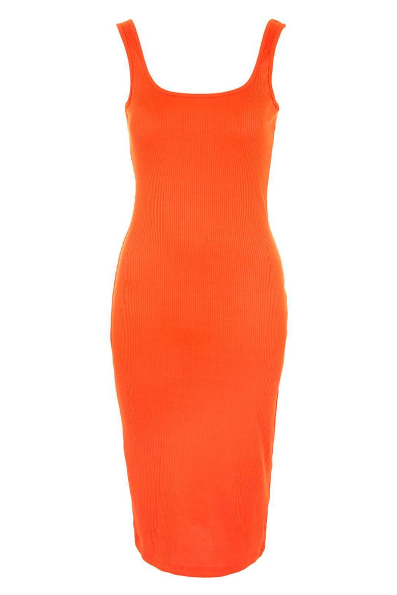 Ribbed Body-Con Midi Tank Dress, Alternate, color, ORANGE