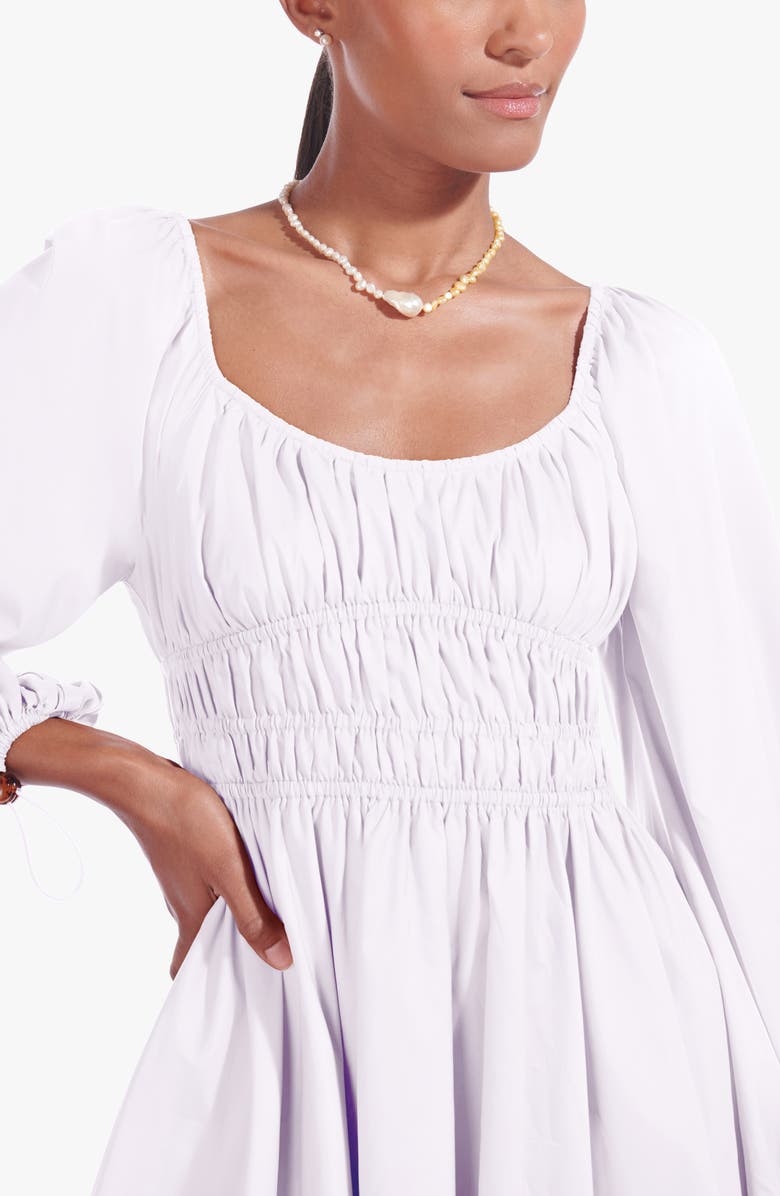 STAUD Bow Long Sleeve Minidress, Alternate, color,