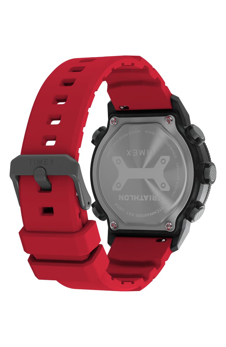 Timex<sup>®</sup> Ironman<sup>®</sup> Triathlon Digital 200-Lap Silicone Strap Watch, 44mm, Alternate, color, Black/ Red Digital