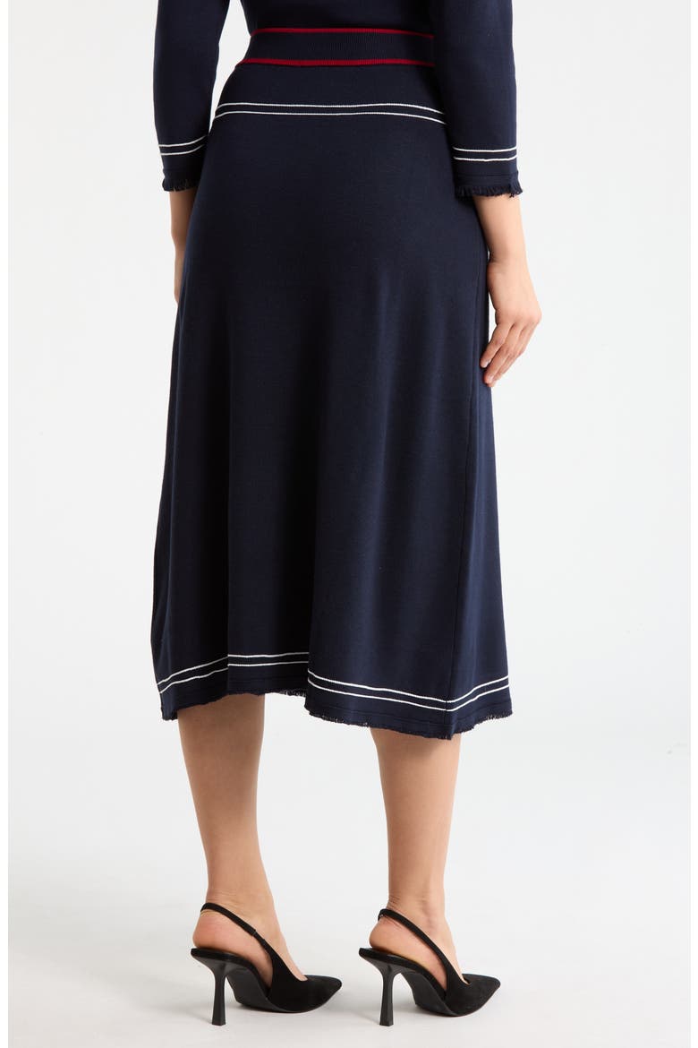 Top Stitch Knit A-Line Skirt, Alternate, color, NAVY/ RED
