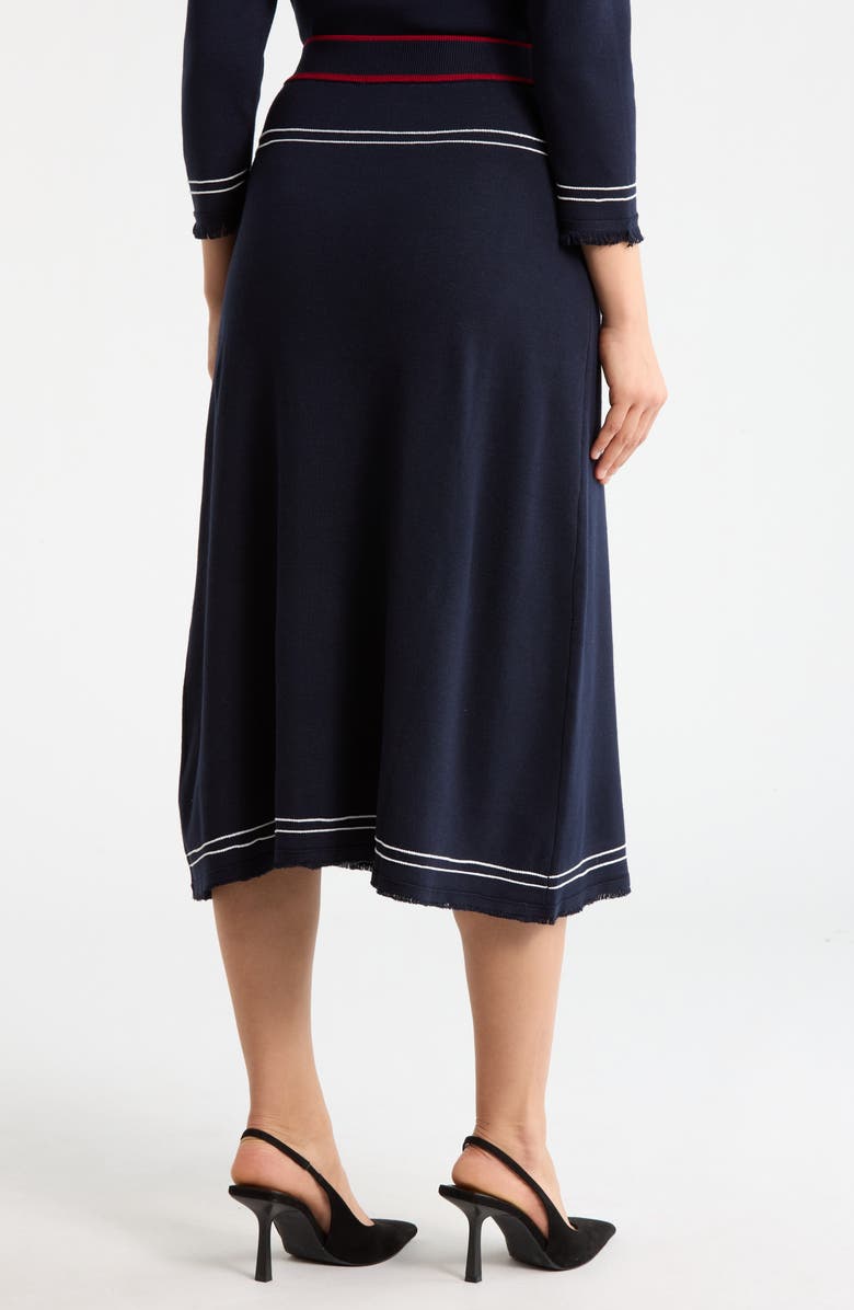 Adrianna Papell Top Stitch Knit A-Line Skirt, Alternate, color, Navy/ Red