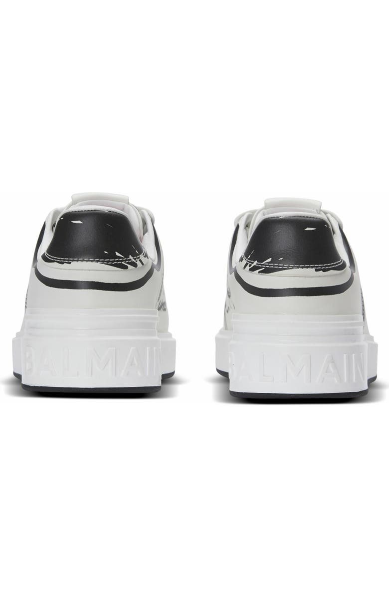Balmain B-Court Printed Calfskin Trainers, Alternate, color, White